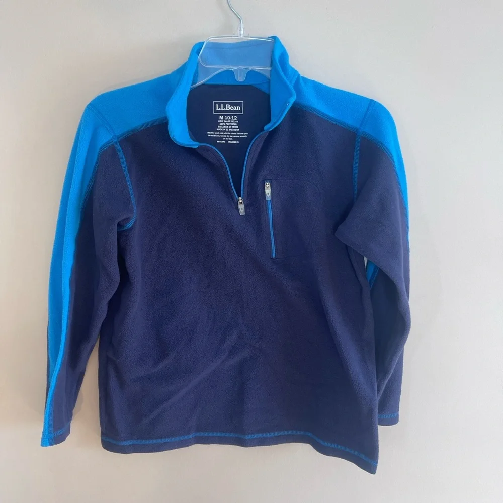 L.L. Bean Kids Blue Navy Fleece Sweatshirt Top Sweater Medium 10-12 LL Children - Picture 4 of 5
